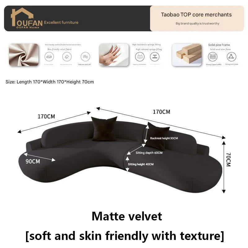 Large L-Shaped White Modern Minimalist Living Room Sofa