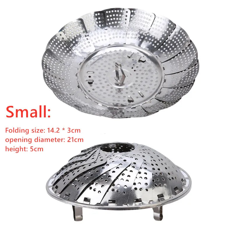 Folding Stainless Food Steamer Vegetable Fruit Food Basket Mesh Steamer Rack Cookware Utensils for Cooking Steam Dia.21/26/28cm - Buy online at  Vibe In Cart.