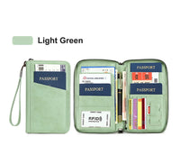 Multifunctional Travel Passport Wallet with RFID Protection in Microfiber Leather