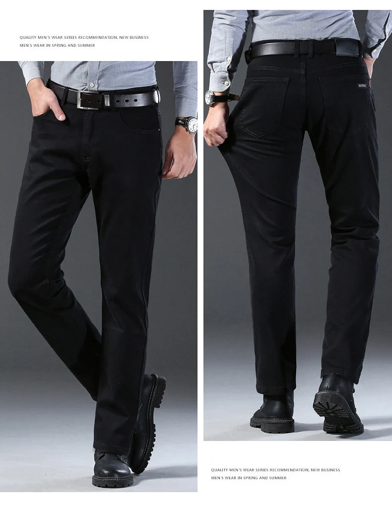 Men Classic Advanced Fashion Brand Pure Black Jeans Man Soft Breathe Stretch Slim Straight Denim Trousers Mens Pants Overalls - Buy online at  Vibe In Cart.