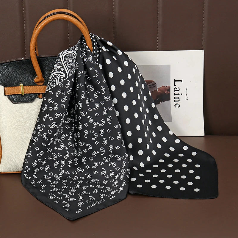 Square Satin Silk Scarf for Women, Casual All Seasons