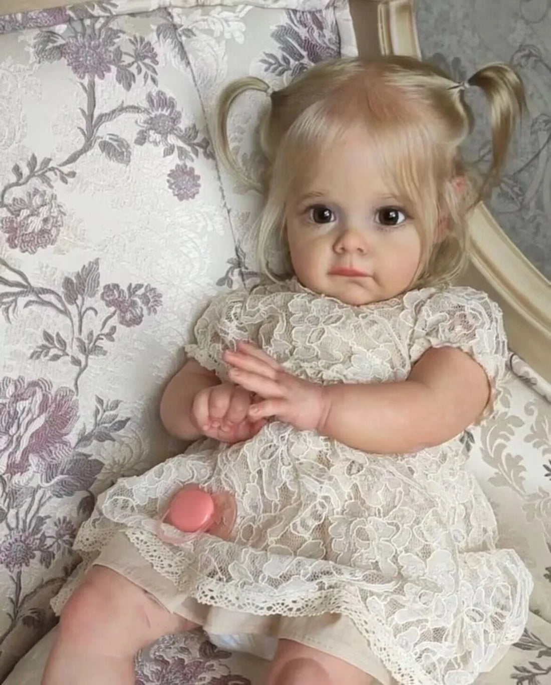 60CM Handmade Soft Vinyl Reborn Baby Doll with Hand-Rooted Hair
