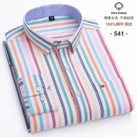 Men's Long Sleeve Plaid Cotton Formal Shirt Regular Fit S-7XL