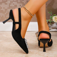 High Heels Sandals Women Crystal Square Buckle Spring Summer Slip On Pointed Toe Pumps Woman Thin Heel Party Wedding Shoes Mujer - Buy online at  Vibe In Cart.