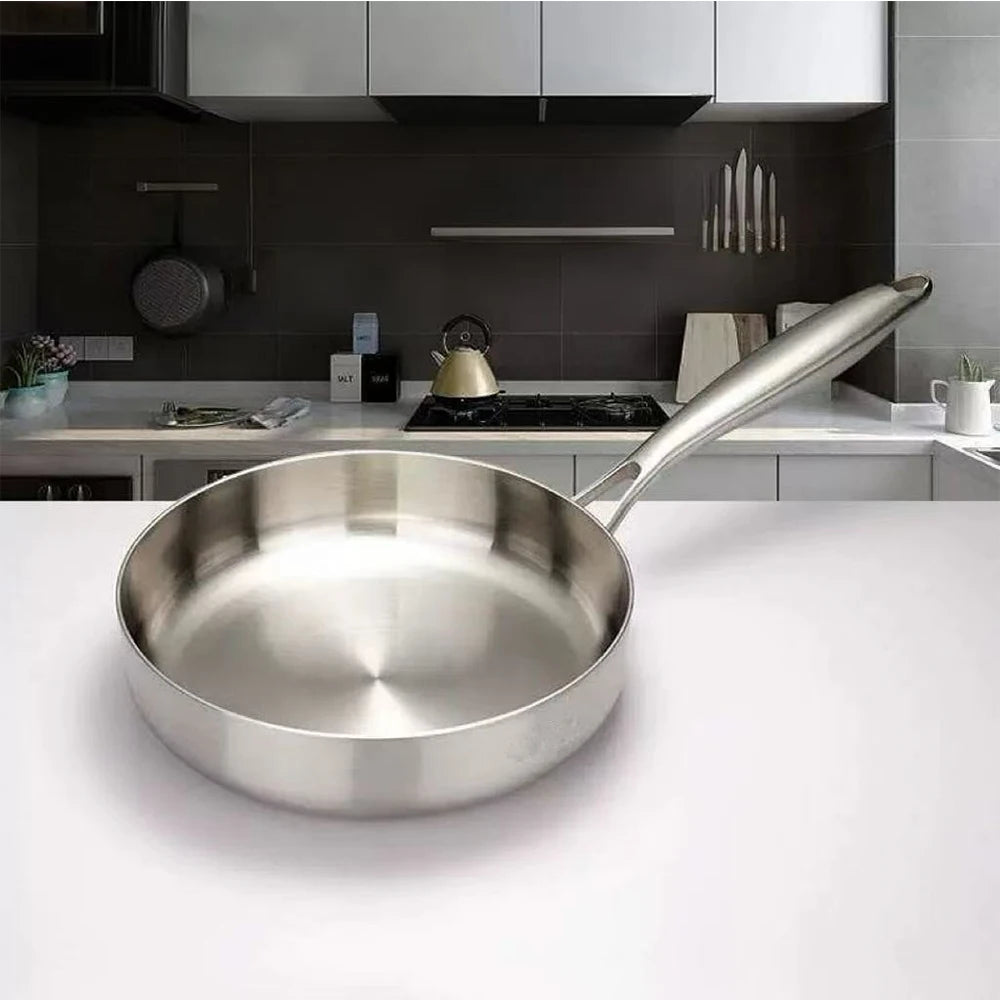 316 Stainless Steel Frying Pan Wok NonStick Pan Fried Steak Pot Uncoated Kitchen Cookware For Gas Stove and Induction Cooker Wok - Buy online at  Vibe In Cart.