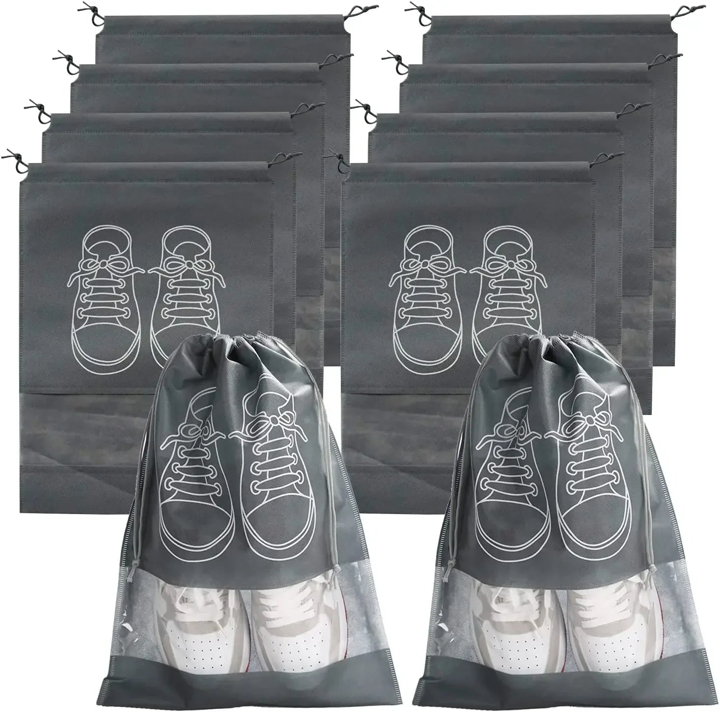 Large Non-Woven Fabric Shoes Storage Organizer Bags, 5 or 10 Pack