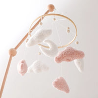 Wooden Crib Mobile Baby Bed Bell Rattle Toy Soft Felt Cartoon Bear Mobile bracket Newborn Music Box Bed Bell Hanging Bracket Toy