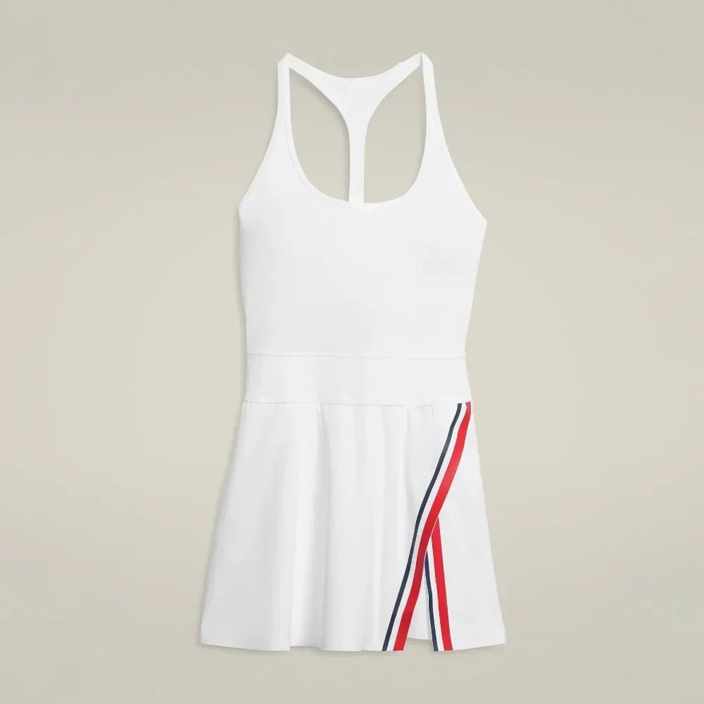 Women's Sleeveless Polyester Tennis Dress With Shorts In Blue