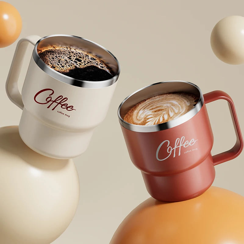 400ML Double Layer Coffee Mug 304 Stainless Steel Sealed Drinking Cup For Cold And Hot Water Insulated Milk Coffee Cup Drinkware - Buy online at  Vibe In Cart.