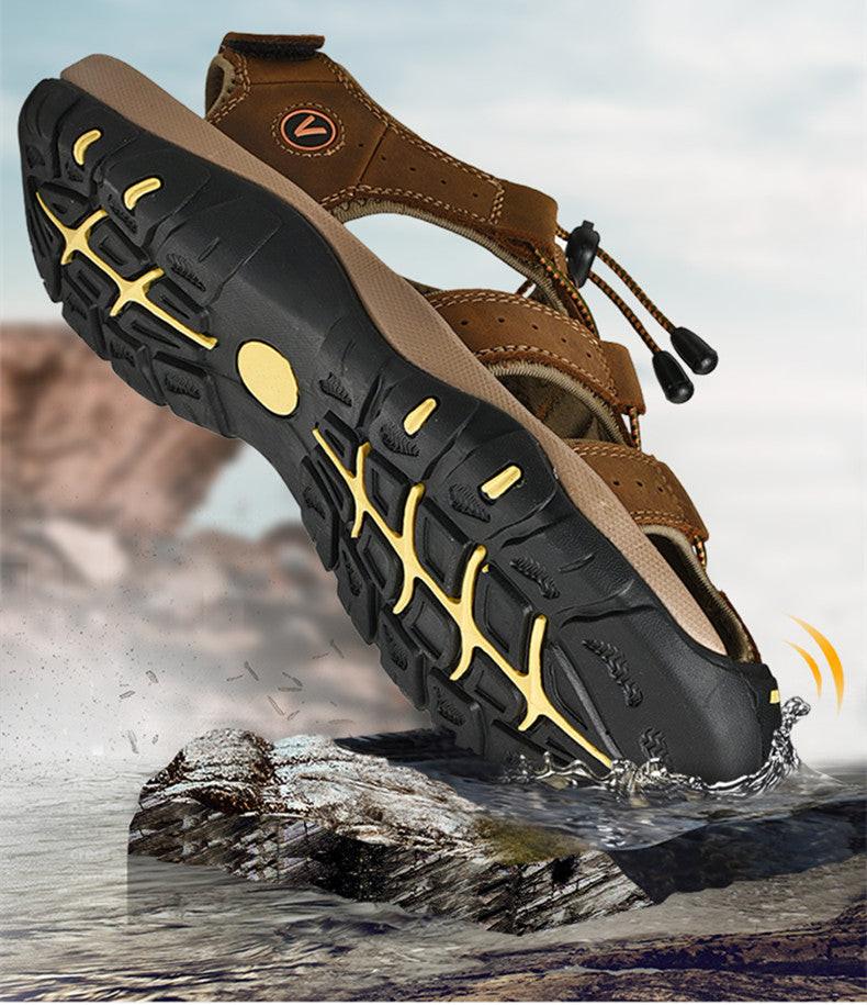Summer Men Sandals Genuine Leather Mens Casual Shoes Outdoor Men Leather Sandals for Men Beach Shoes Roman Shoes Plus Size 38-48 - Buy online at  Vibe In Cart.