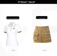 Love Golf Women Short Sleeve Sports Shirts Breathable Casual Tops Ladies High Waist Golf Shorts Quick Dry Skorts with Pockets