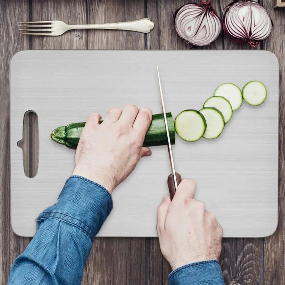 Titanium Cutting Boards for Kitchen Stainless Board 304 Steel Thickened Double Sided Food Grade Portable Fruit Meat Chopping - Buy online at  Vibe In Cart.