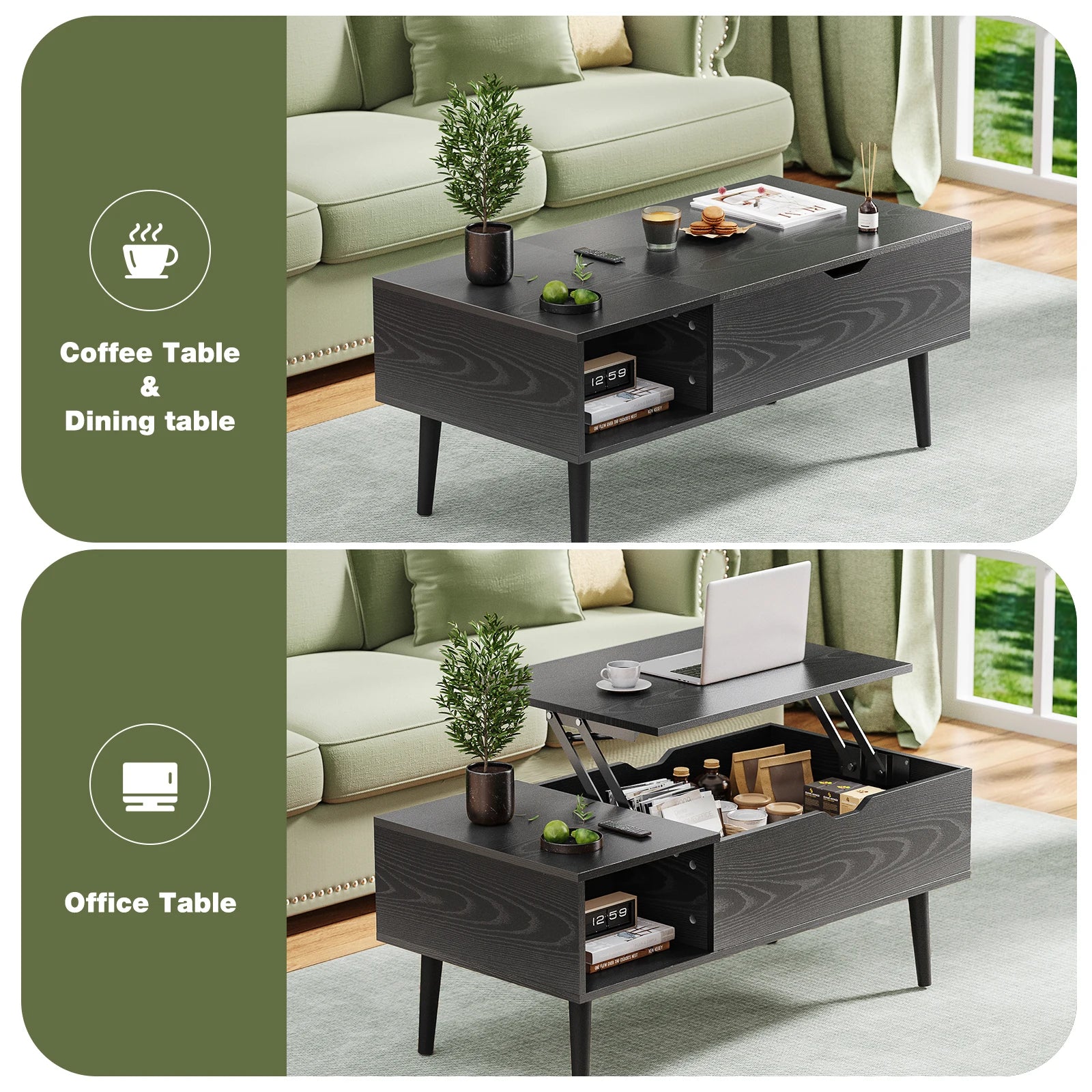 JHK Lift Top Coffee Tables For Living Room 39.37"x19.7" Desk Tea Wood Dining Tables Adjustable Storage Shelf Easy Lift Or Lower - Buy online at  Vibe In Cart.