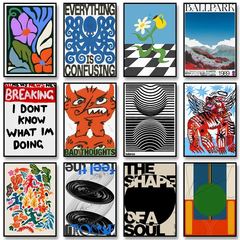 Retro Abstract Nourishing Soul Classic Wall Art,  Canvas Print Poster, Suitable for Home, Living Room, Room Decoration Painting - Buy online at  Vibe In Cart.