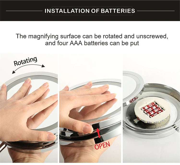 Folding Arm Extend Bathroom Mirror With LED Light 7 Inch Wall Mounted Double Side Smart Cosmetic Makeup Mirrors - Buy online at  Vibe In Cart.