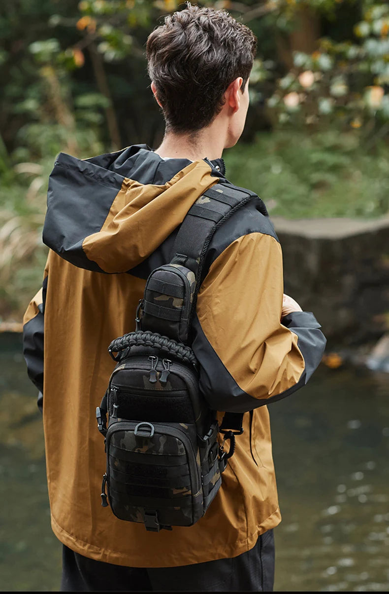 Men's Camping Chest Bag Tactical Sports Shoulder Outdoor Fanny Pack Hiking Climbing Cycling Fishing MOLLE System Sling Bags - Buy online at  Vibe In Cart.