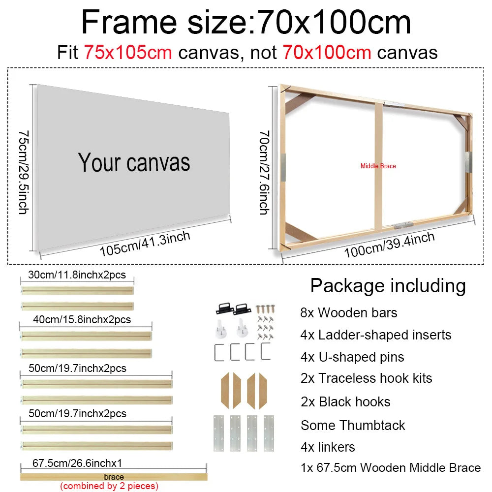 50x70 60x90 60x120cm Canvas Frame Wooden Frames Wooden Photo Oil Painting Canvas Diamond Painting Frames Canvas Wood Wall Frame - Buy online at  Vibe In Cart.