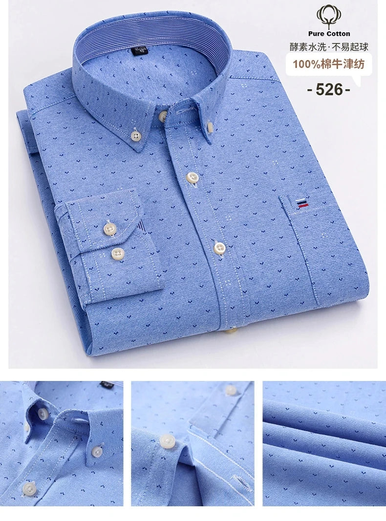 100% Cotton Oxford Men's Shirts Long Sleeves Plaid Soft Regular Fit Formal Dress Shirt Pocket Social Blouse Male Clothes S-7XL - Buy online at  Vibe In Cart.