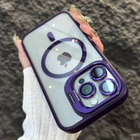 Full Coverage Transparent Magnetic Phone Case with Stand