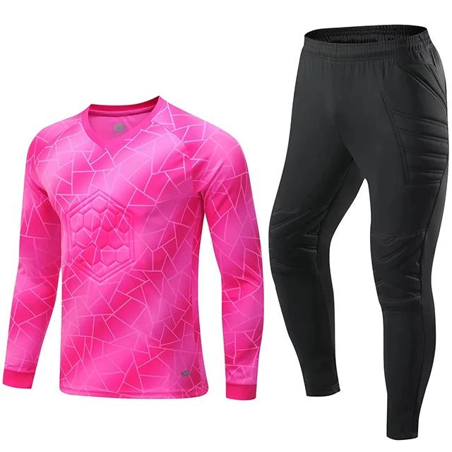 Unisex Polyester Soccer Goalkeeper Uniform with Long Sleeve Top and Pants