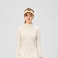 Women's Long Sleeve Athletic Shirts with Zipper Collar