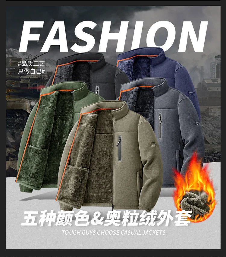 Men's Outdoor Fleece Jacket Thickened Autumn Winter Casual Versatile Comfortable Style Zipper Closure Long Sleeve Unisex Outwear - Buy online at  Vibe In Cart.
