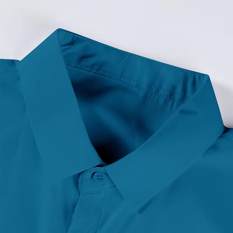 Men's Short Sleeved Solid Color Polyester Casual Shirt