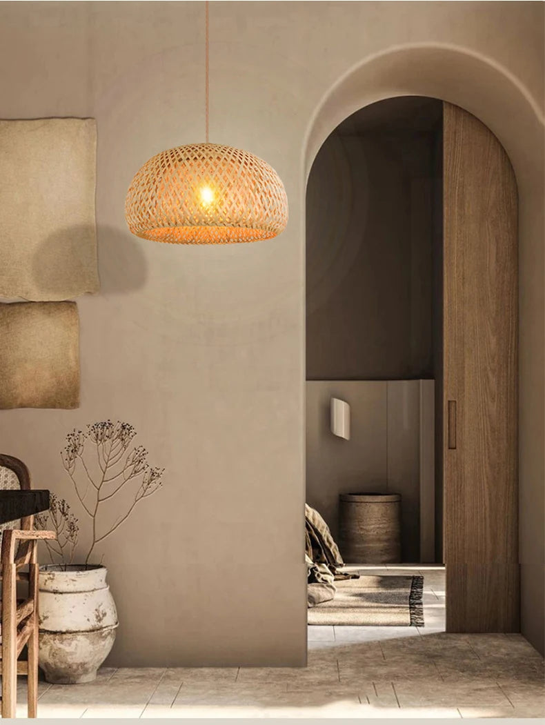 Bamboo Lantern 30cm Pendant Lamp Natural Rattan Wicker E27 LED Chandeliers Hand-Woven Lampshades Lighting Fixture Hanging Light - Buy online at  Vibe In Cart.