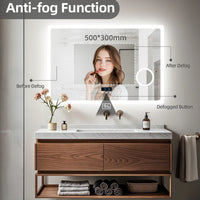 80/100/120/CM LED Bluetooth Bathroom Mirror Touch Antifog with 3X Magnifier Dimmable Date and Time Setting Vanity Mirror - Buy online at  Vibe In Cart.
