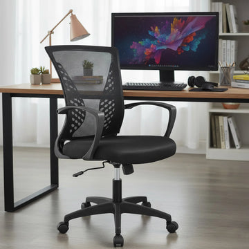 Office Chair Mesh Chair Ergonomic Computer Desk Chair Mid Back Swivel Lumbar Support with Armrest - Buy online at  Vibe In Cart.