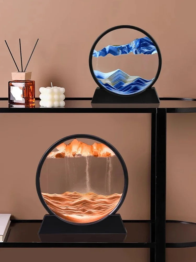 3D Moving Sand Art Picture Round Glass Deep Sea Sandscape Hourglass Quicksand Craft Flowing Sand Painting Office Home Decor Gift - Buy online at  Vibe In Cart.