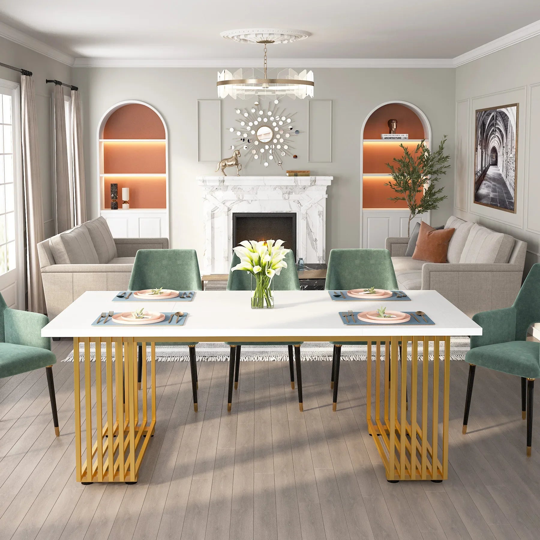 Tribesigns Modern Office Desk, 70.9" Wooden Computer Desk,Executive Desk with Gold Metal Legs, Large Workstation Home Office - Buy online at  Vibe In Cart.