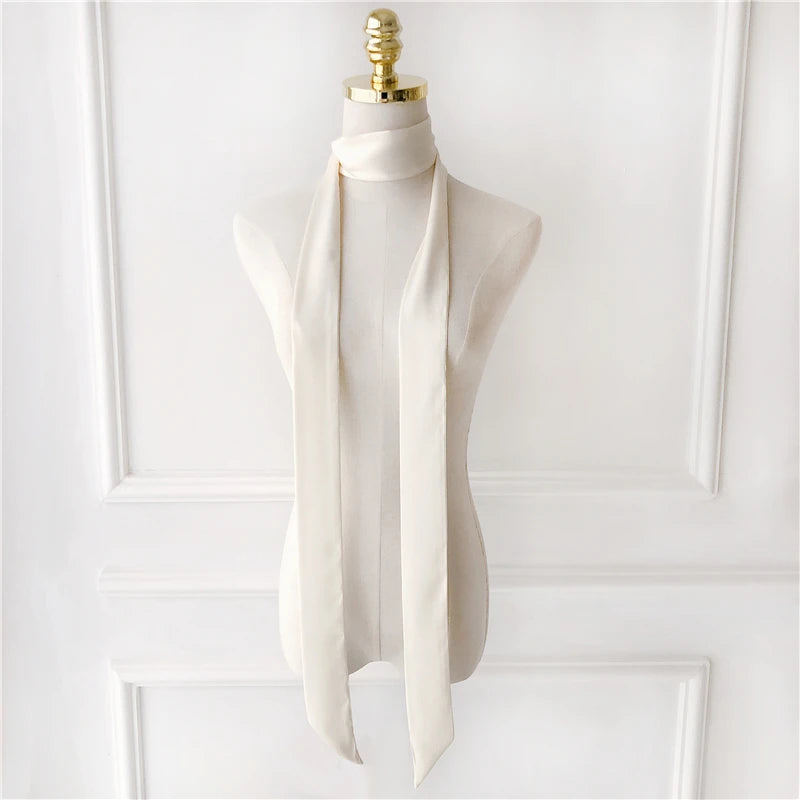 Women's Long Narrow Solid Color Polyester Scarf 190x5cm