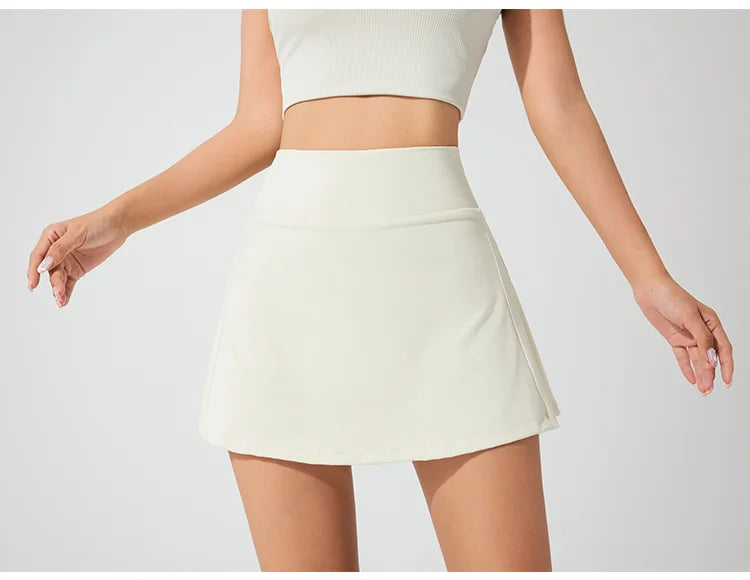 Athleisure Sports Running Gym Short short Breathable Elastic Solid 2 in 1 White Women's Skirt Tennis Dress with Side Pocket - Buy online at  Vibe In Cart.