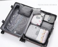 6-Piece Polyester Travel Packing Cubes Set in Black and Dark Blue with Shoe Pouch