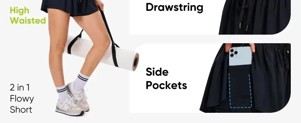 2 in 1 Jogger Flowy Athletic Shorts for Women Gym Yoga Workout Running Tennis Skirt Comfy Skort Lounge Cute Clothes Casual Wear