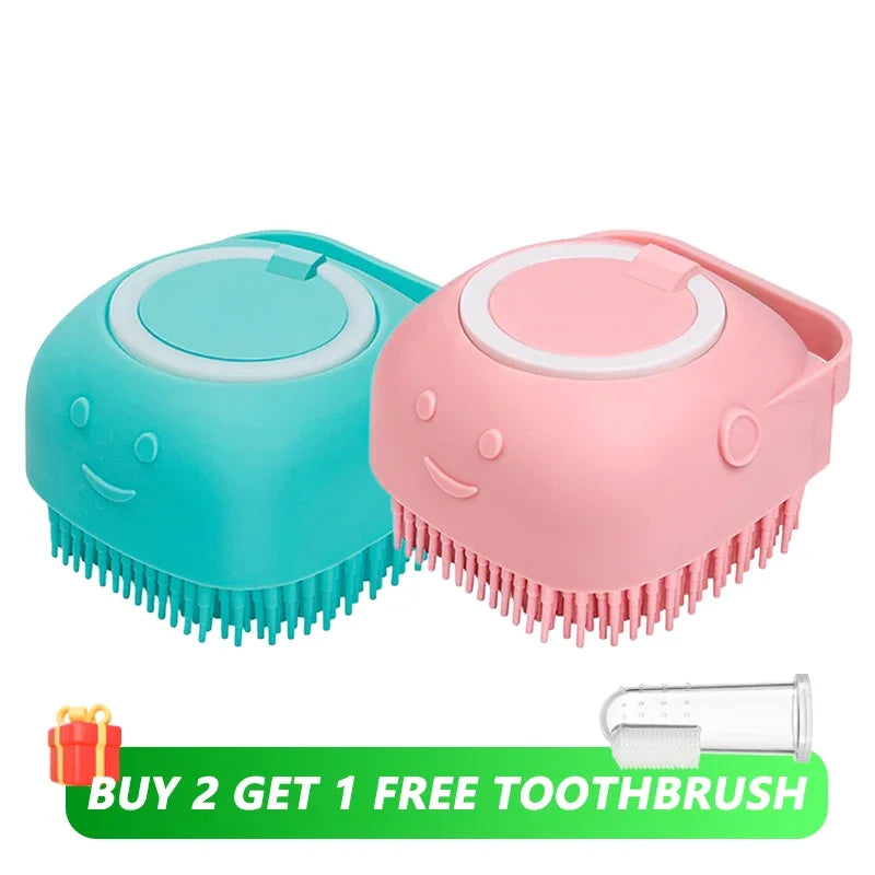 Dog Bathing Brush Pet Massage Brush Shampoo Dispenser Soft Silicone Brush Rubber Bristle for Dogs and Cats Shower Grooming Tool - Buy online at  Vibe In Cart.