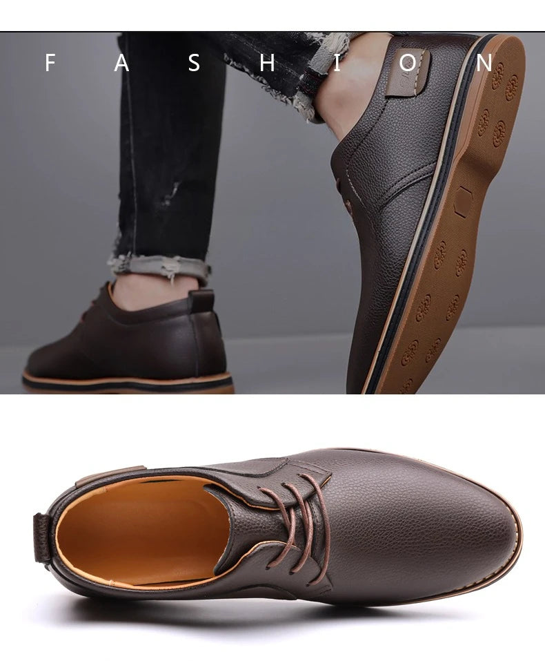 Men's Casual Business Leather Shoes Men Fashion Lace-up Derby Shoe Mens Light Comfortable Outdoor Driving Flats - Buy online at  Vibe In Cart.