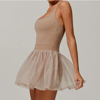 VITALINOVO Womens Tennis Dress with Built in Shorts Golf Dress Square Neck Athletic Outfits Active Dresses Raceback Padded Dress