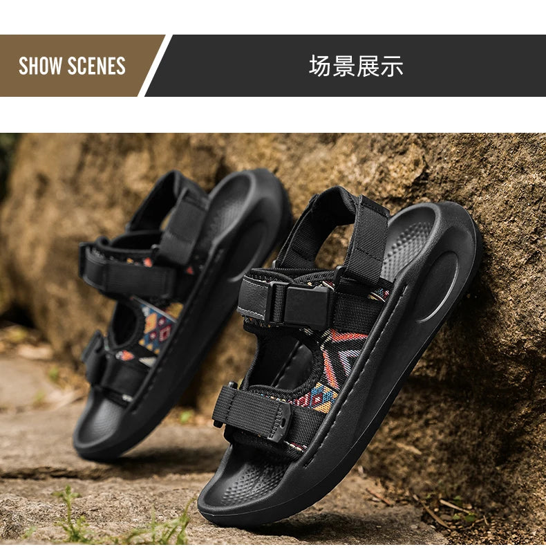 Men's Leisure Beach Gladiator Sandals with Fabric Upper