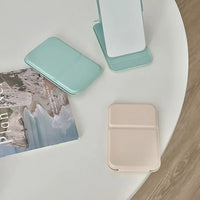 Desktop Makeup Mirror Solid Color PU Leather Simple Portable Handheld Makeup Mirror Foldable Student Compact Cute Pocket Mirror - Buy online at  Vibe In Cart.