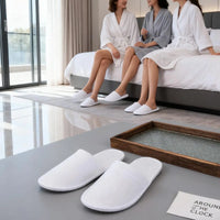 4 Pairs Disposable Slippers For Guests, Bulk White Slipper Pack For Hotel, Spa, Travel, Shoeless Home, Fits up to Adult - Buy online at  Vibe In Cart.