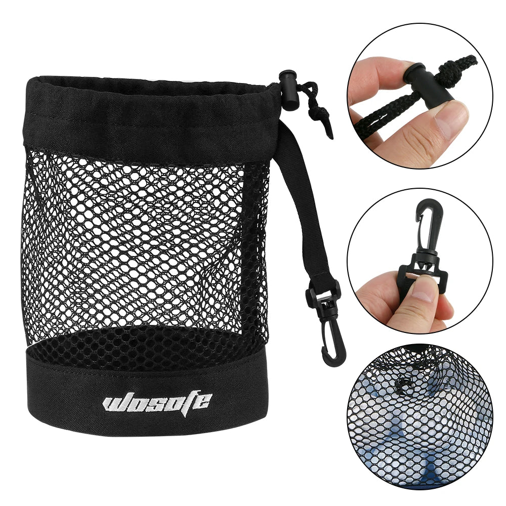 Black Canvas Golf Ball Pouch Bag With Hanging Clip, 1 Piece