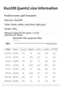 Men's Full Length Spring Summer Golf Pants in Nylon and Elastane