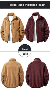 Men's European Size Sherpa Lined Stand Collar Winter Jacket with Thickened Fleece for Outdoor Casual Wear  Street Style Fashion - Buy online at  Vibe In Cart.