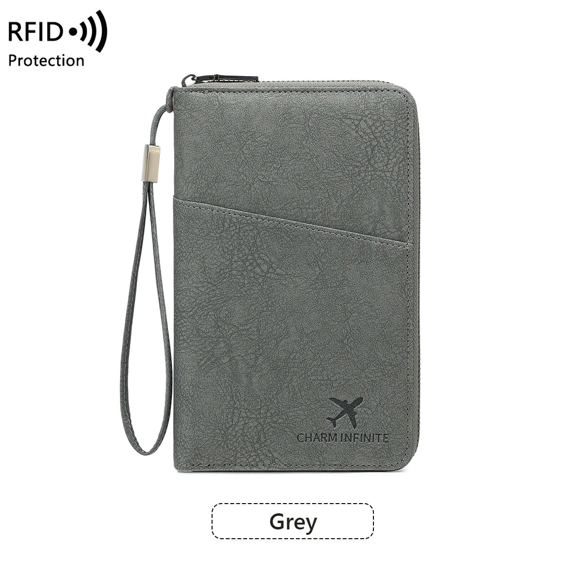 RFID Blocking Polyurethane Passport Holder with Zipper