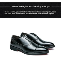 Black Fashionable Oxford Shoes Large Size Casual Business Leather Shoes Wedding Ceremony Shoes Carved Block Design Rubber Sole - Buy online at  Vibe In Cart.