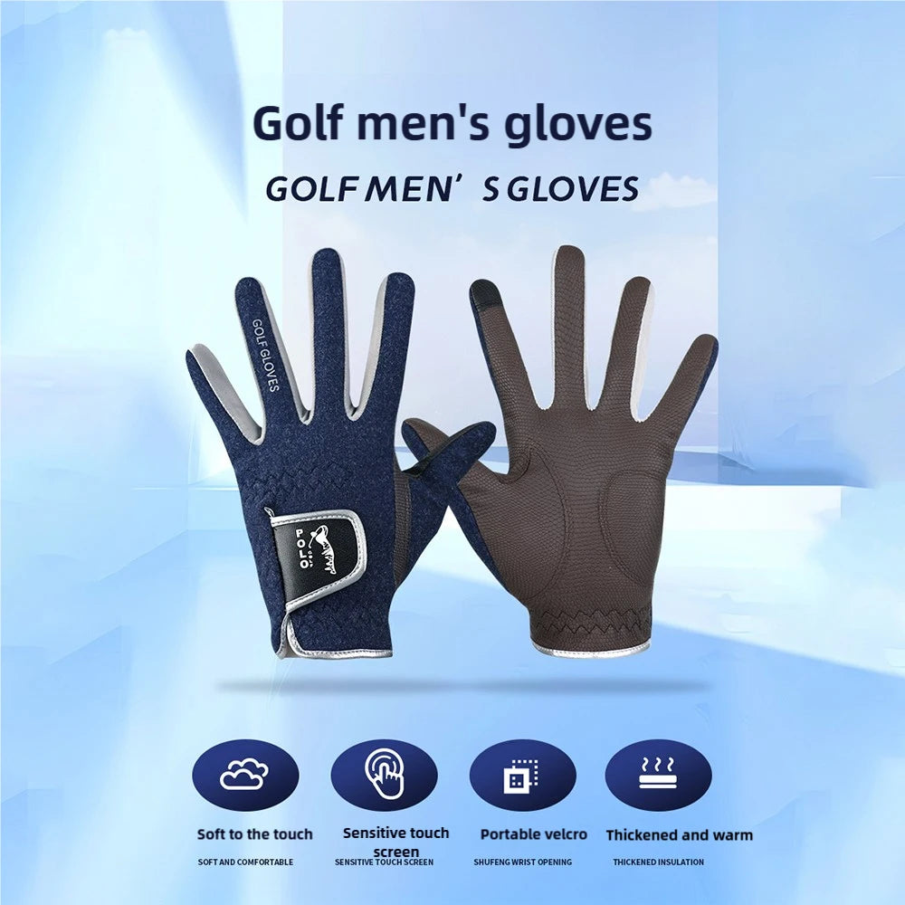 1 Pair Men Winter Warm Fleece Golf Gloves Outdoor Sports Touch Screen Gloves Non-slip Full Fingers Mittens Palm Protection - Buy online at  Vibe In Cart.