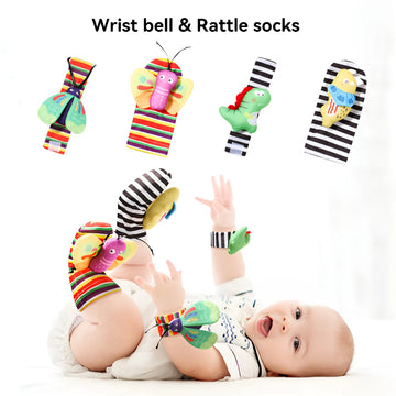 Baby toys - Newborn wrist bell rattle sock with sound paper toy for soothing and early education set - Soft touch