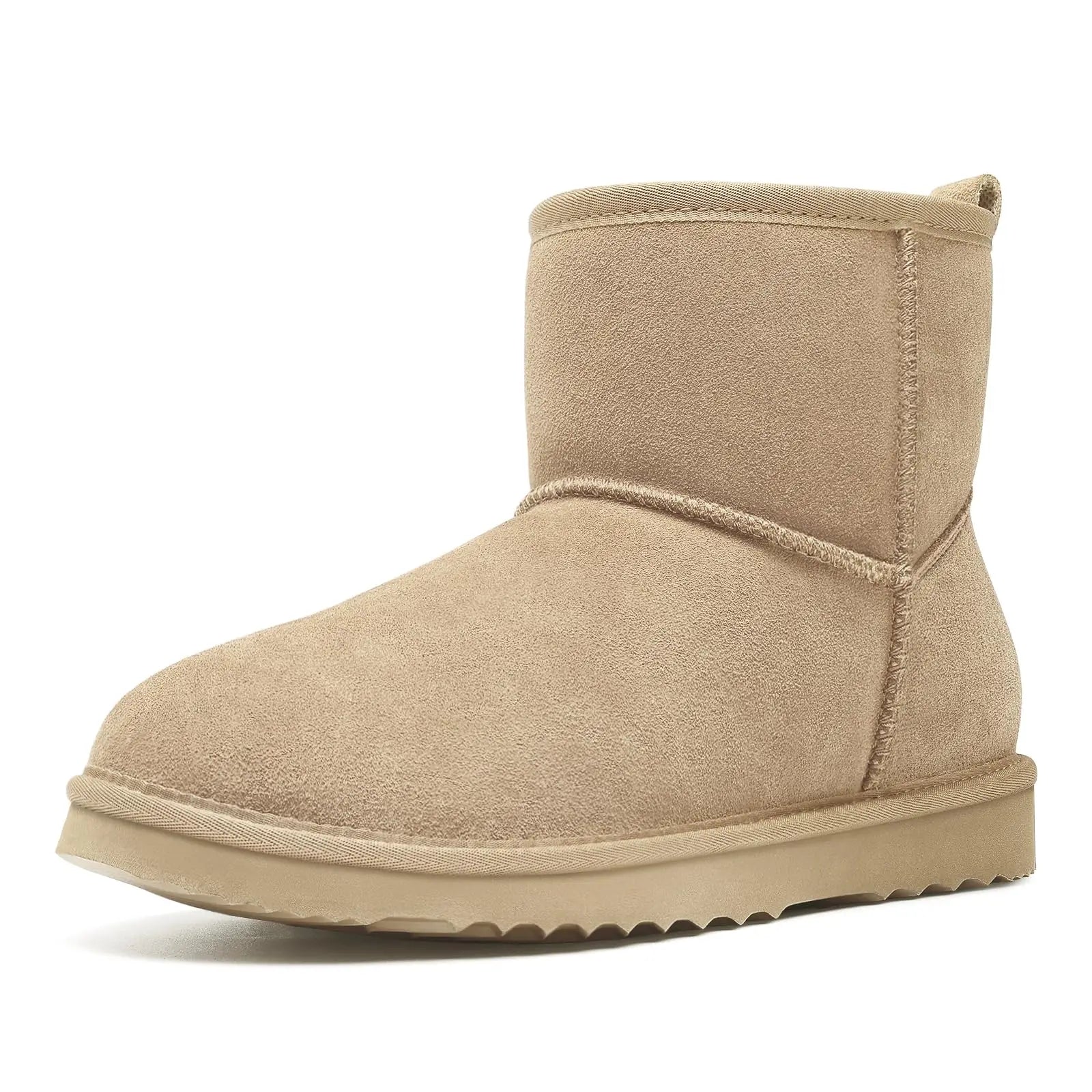 Women's Fluffy Suede Ankle Snow Boots with Thick Sole